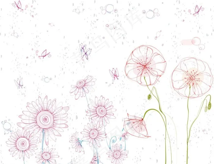 手绘太阳花莲花矢量图片