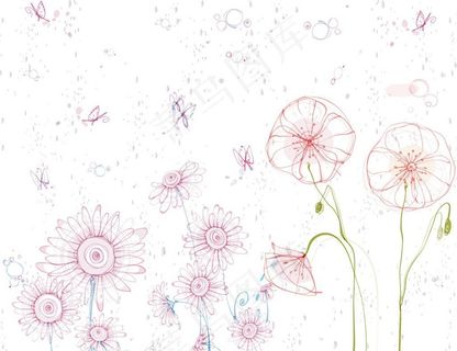 手绘太阳花莲花矢量图片