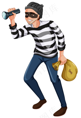 卡通小偷罪犯劫匪形象设计png素材
