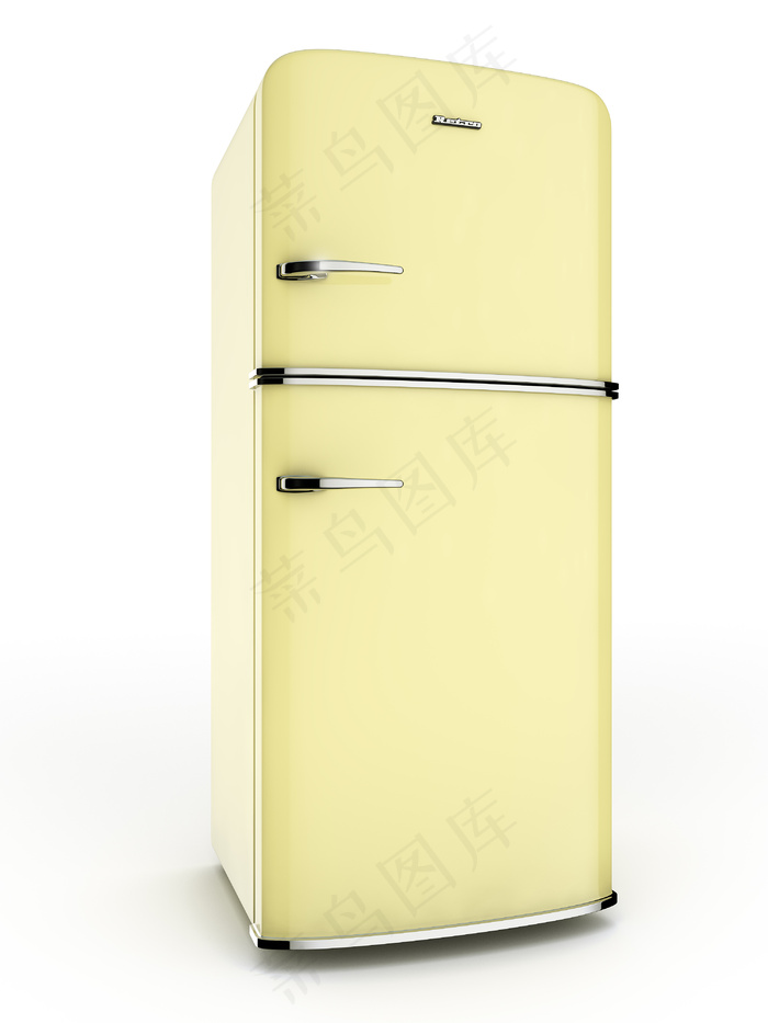 淡黄色冰箱图片