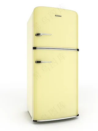 淡黄色冰箱图片
