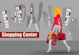 卡通购物女郎剪影01—矢量素材