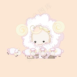 印花矢量图 动物图案 羊 色彩 白...