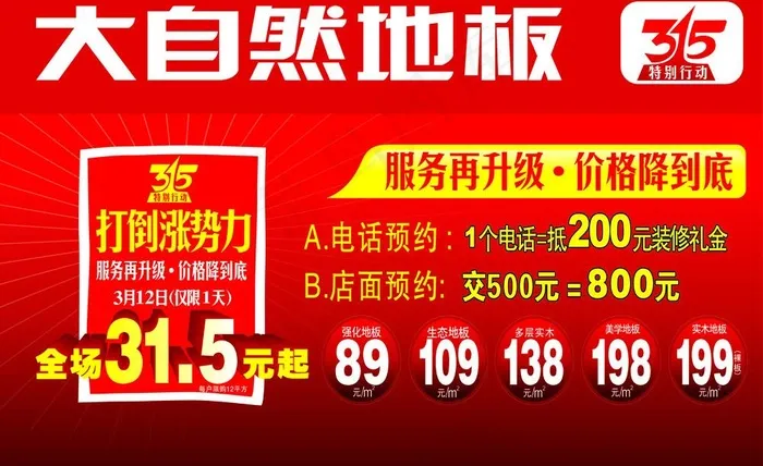 大自然地板315活动图片cdr矢量模版下载