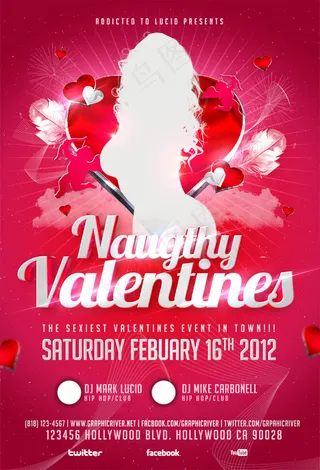 欧美情人节主题海报PSD分层模板