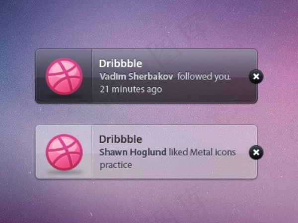 Dribbble通知信息psd模版下载