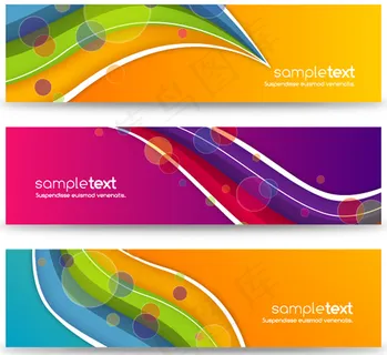 动感线条幻彩光斑横幅矢量素材