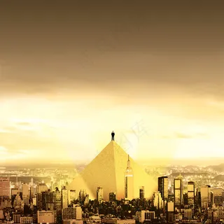 城市中心舰创意金字塔PSD素