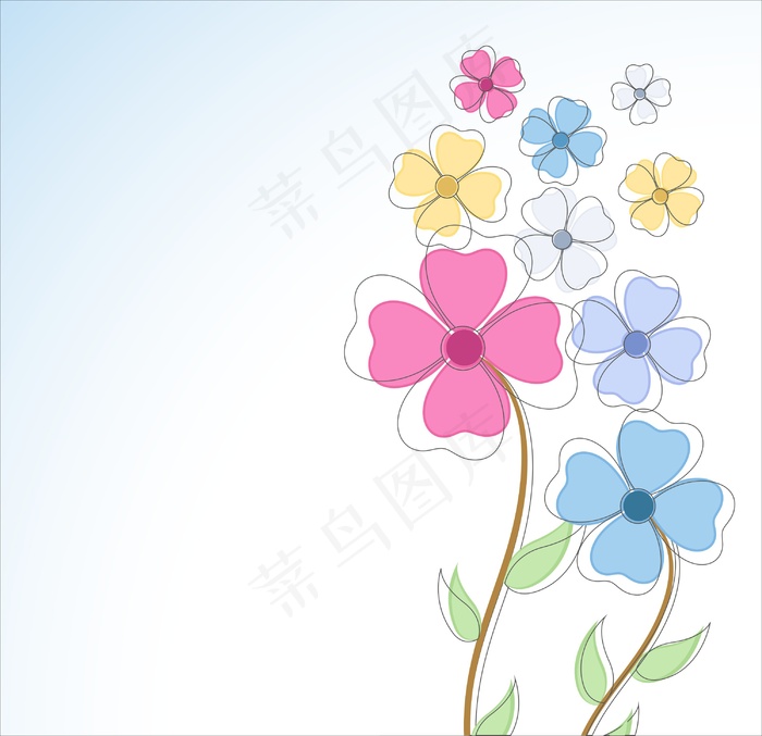 装饰的五彩缤纷的花朵eps,ai矢量模版下载