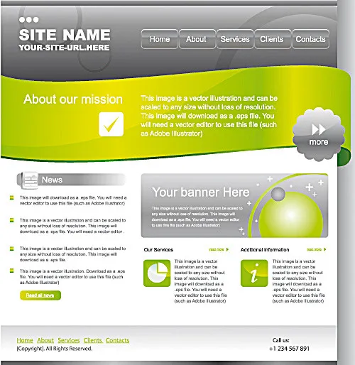 网站网页设计模板eps,ai矢量模版下载