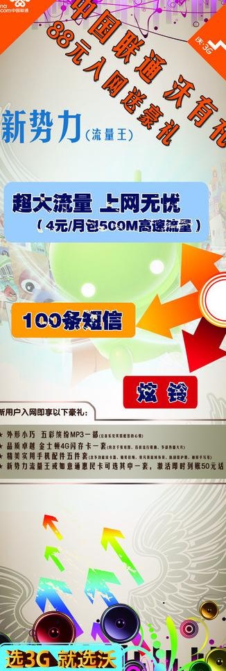 联通沃新*x展架图片psd模版下载
