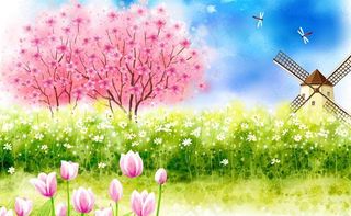 唯美春季背景PSD素材