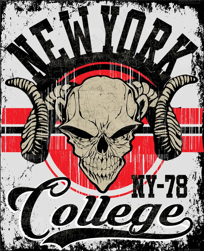 炫酷骷髅印花图案设计矢量素材eps,ai矢量模版下载