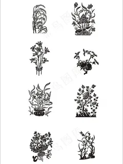 剪纸花草树木图片