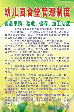 食品采购、验收、储存、加工制度