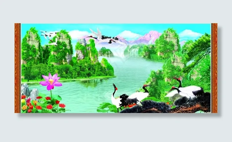 仙鹤美景图片(2835X1417(DPI:120))psd模版下载
