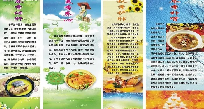 四季养生宣传图片cdr矢量模版下载