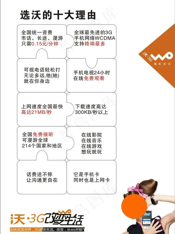 联通沃海报图片cdr矢量模版下载