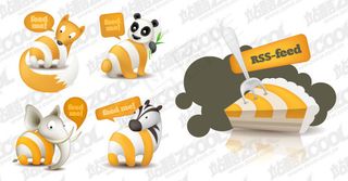 RSS订阅可爱动物的载体材料的图标...