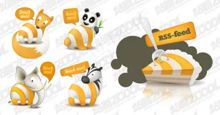 RSS订阅可爱动物的载体材料的图标...