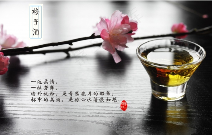 梅子酒 梅花 果酒 唯美cdr矢量模版下载