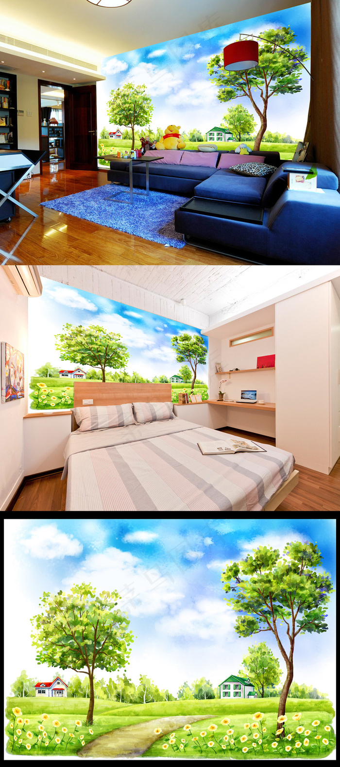 儿童房卡通电视背景墙141