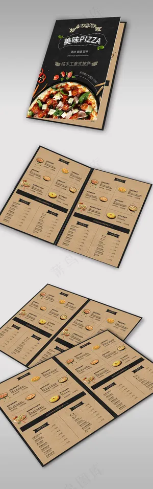 黑色披萨店菜单菜谱