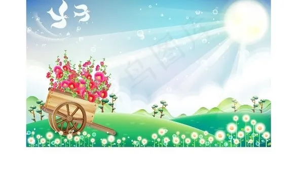 韩国春天风光矢量图20ai矢量模版下载