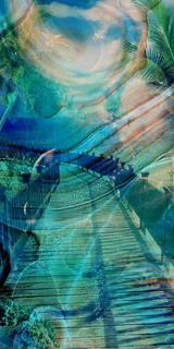 石纹梦幻蓝色海底玄关图背景墙装饰画...