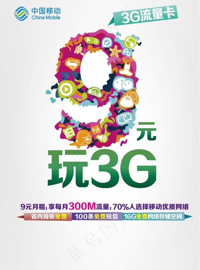 中国移动3g流量卡图片ai矢量模版下载