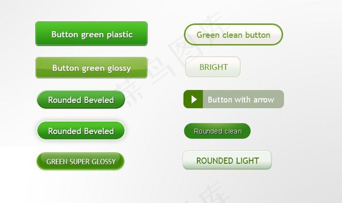 绿色类型按钮图片psd模版下载