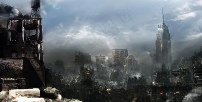 硝烟弥漫的城市图片