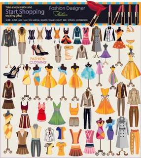 时尚元素与服装矢量03