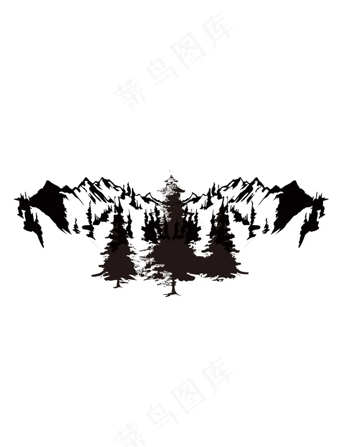 山脉素材手绘山脉风景树木