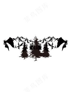 山脉素材手绘山脉风景树木