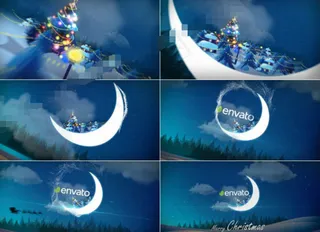 来自月牙上的圣诞节祝福AE模板