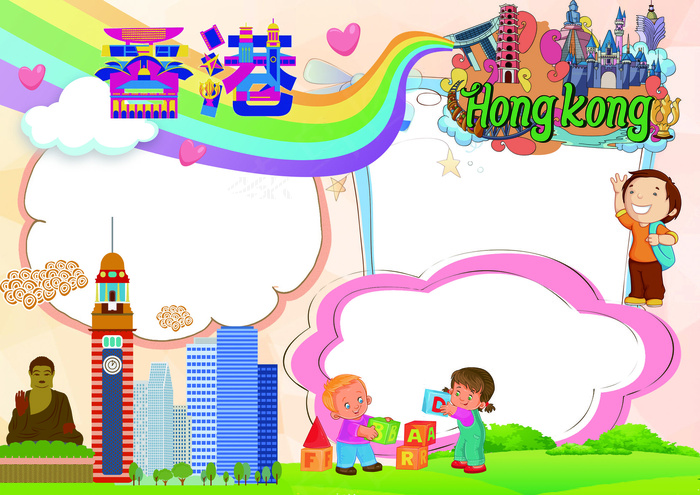香港小报旅游地理小报模板(4961X3508(DPI:300))psd模版下载