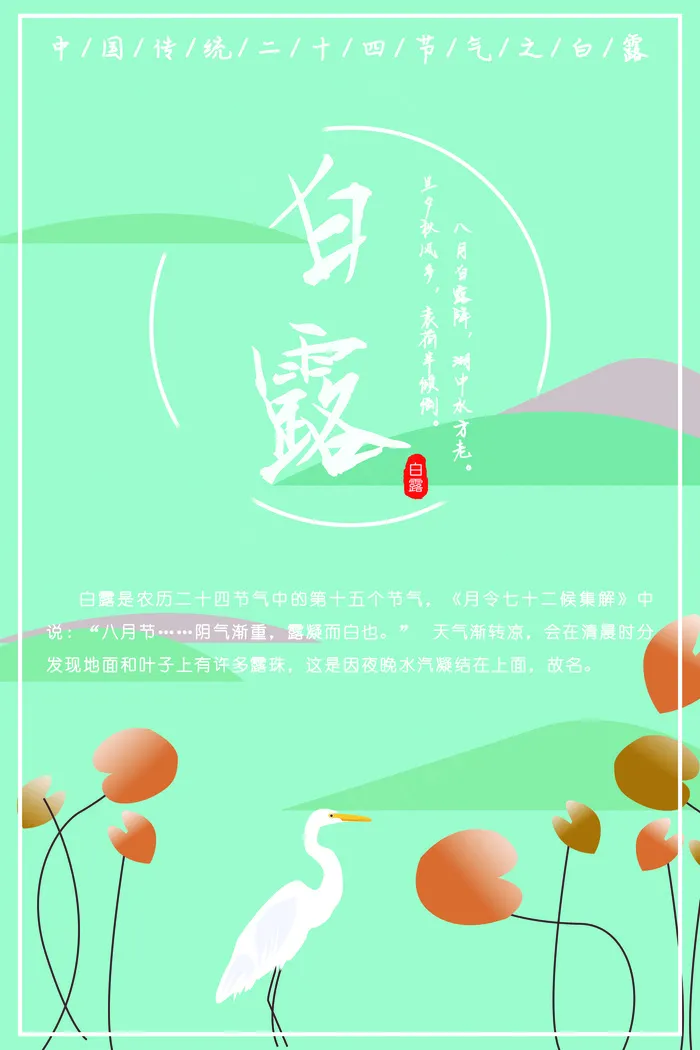 中国传统二十四节气白露海报