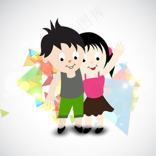 情人节快乐的概念与抽象背景可爱的孩...