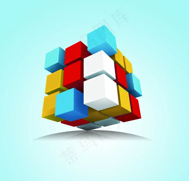 时尚立体彩色魔方素材psd模版下载