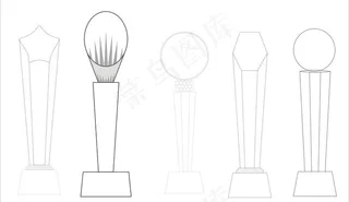 水晶奖杯线稿图片