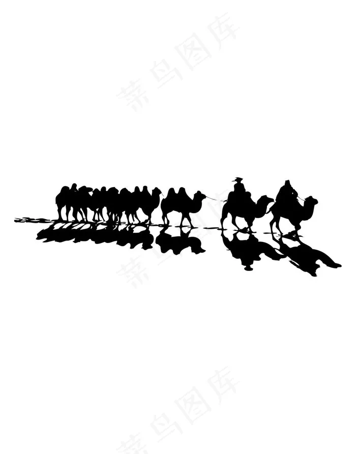 沙漠骆驼剪影人物剪影