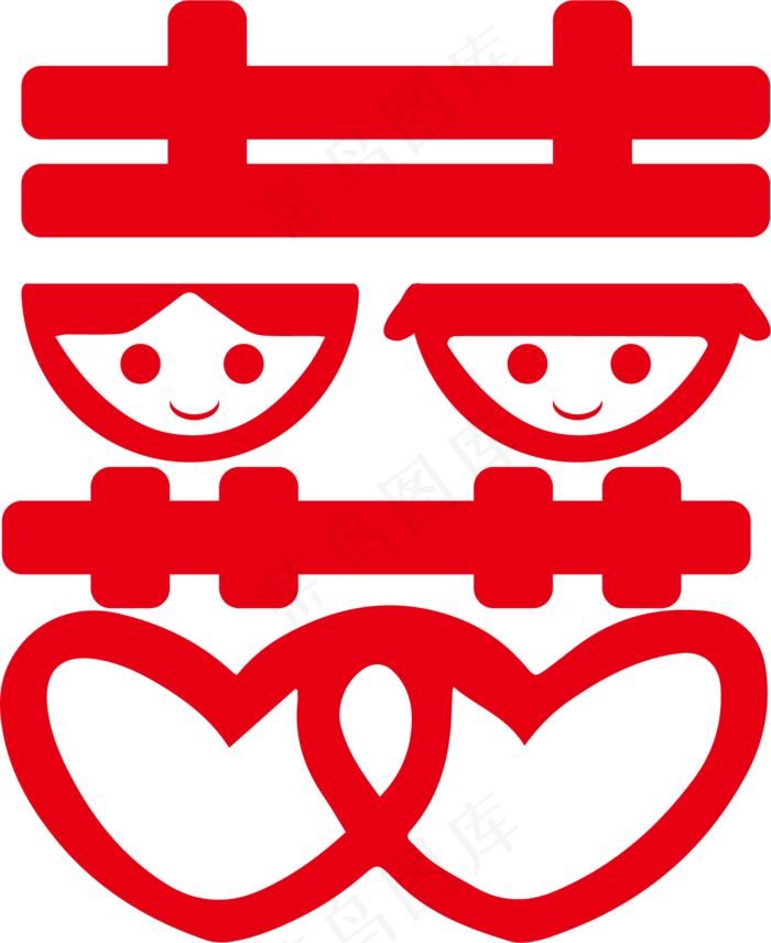 红色传统剪纸红双喜红色传统剪纸红双喜ai矢量模版下载