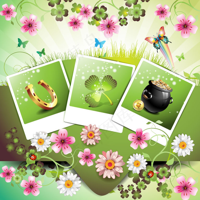 唯美蝴蝶鲜花背景矢量素材1