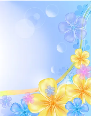 鲜艳色彩飘动花朵矢量素材