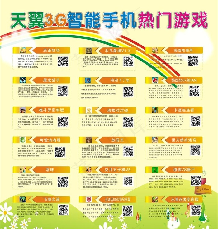 天翼3g智能手机热门游戏图片cdr矢量模版下载