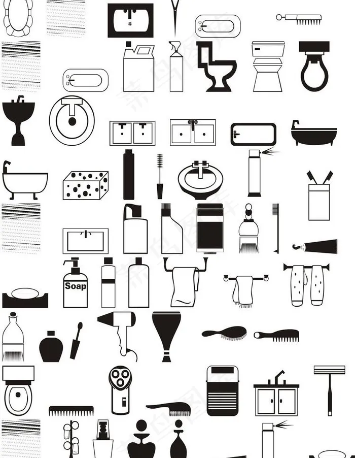 各种理发用品图片cdr矢量模版下载