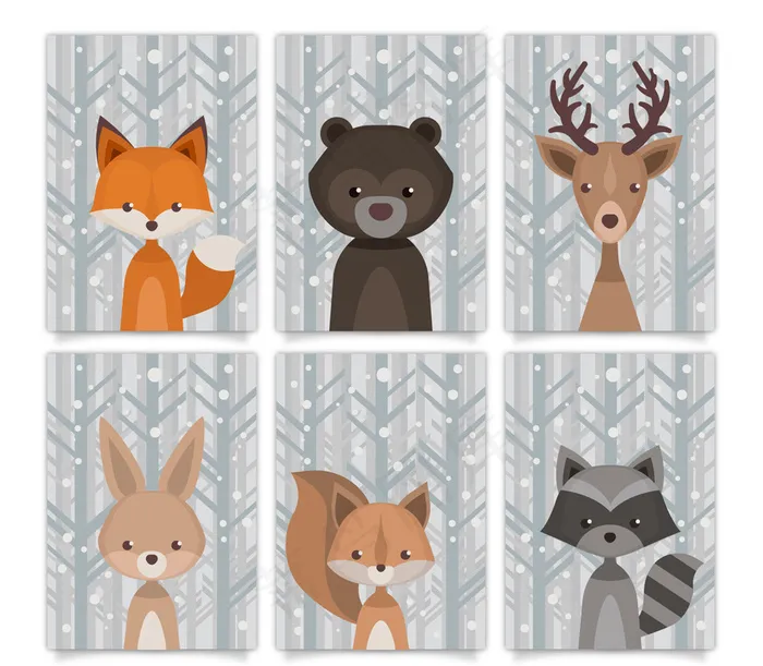 各种动物松鼠鹿头像素材