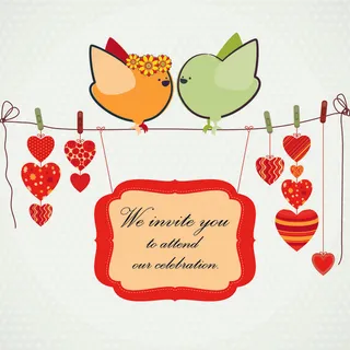 手工绘制的爱情鸟02矢量插图