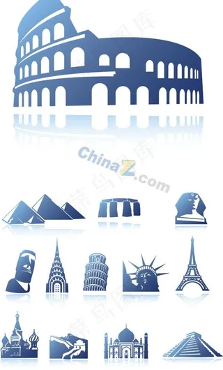 世界著名建筑物矢量素材